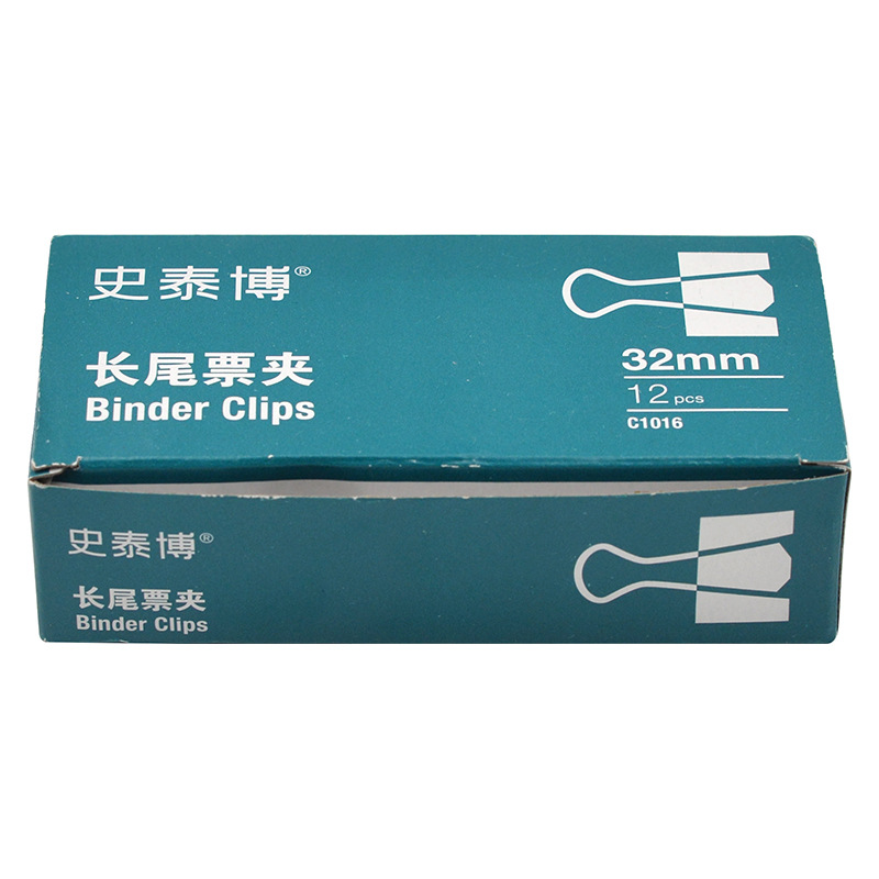 史泰博 C1016 长尾票夹 32MM 12个/盒（单位：盒） 黑色