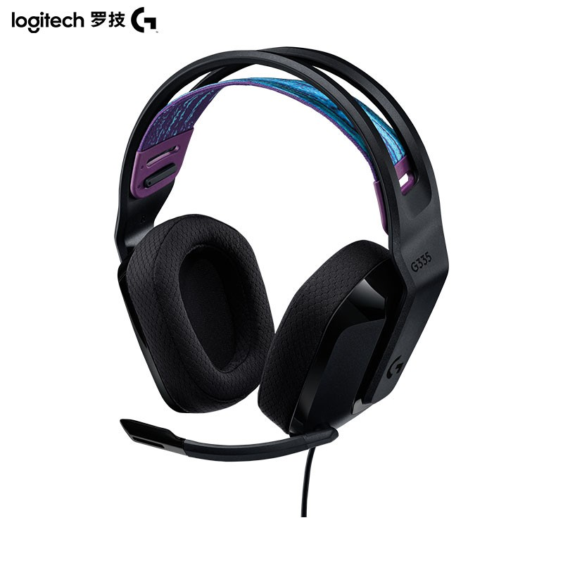 罗技(Logitech) 头戴式电脑降噪游戏耳机 G335 有线版 黑色