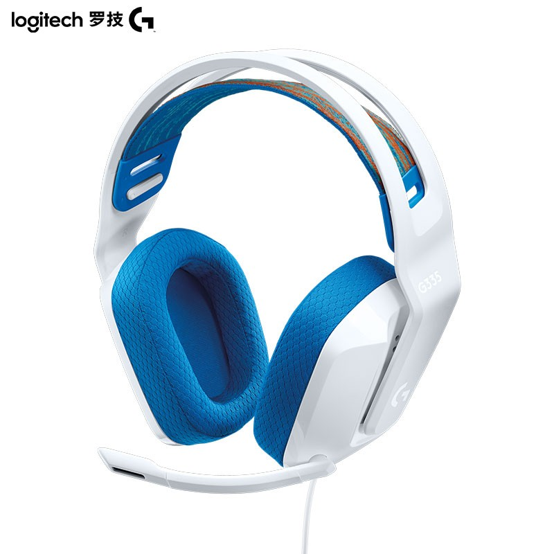 罗技(Logitech) 头戴式电脑降噪游戏耳机 G335 有线版 白色