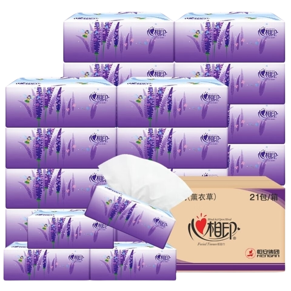 心相印 DT100 商用薰衣草面巾纸 100抽/包 21包/箱（单位：箱）