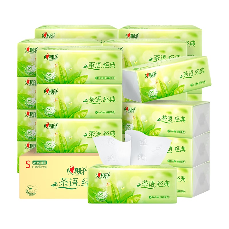 心相印 DT20100 茶语经典抽纸 3层100抽 24包/箱（单位：箱） 新老包装随机发货